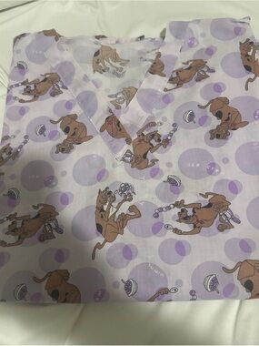 Handmade Scooby doo scrub top with deadstock vintage fabric